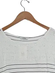 Vorschaubild 2 von Damen T-Shirt gestreift Lochstickerei Gr. 48/3XL Casual Mehrfarbig