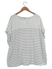 Vorschaubild 1 von Damen T-Shirt gestreift Lochstickerei Gr. 48/3XL Casual Mehrfarbig