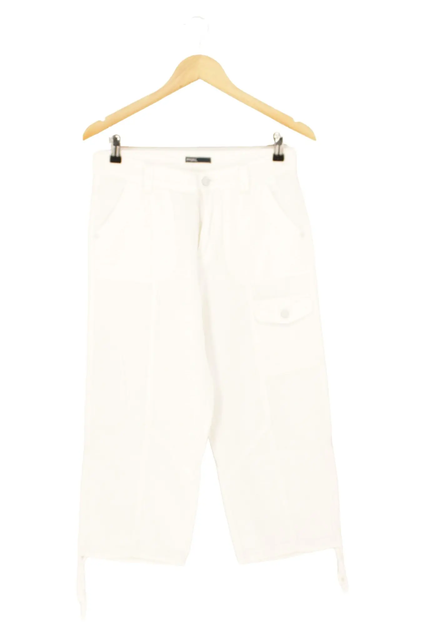 ANGELS Stoffhose Damen Gr. 40 L Weiß Leinen Baumwolle Capri Elegant Sommer