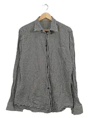 Vorschaubild 2 von Hemd Herren Gr. 54 Kariert Schwarz Weiß Baumwolle