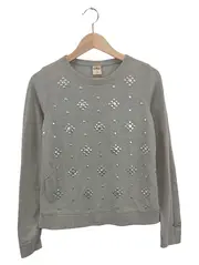 Vorschaubild 1 von Damen Pullover Sweatshirt Grau Gr. 36/S Nieten Applikationen Casual