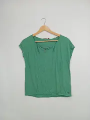 Vorschaubild 2 von EDC Damen T-Shirt Grün Gr. 34/XS Casual Kurzarm