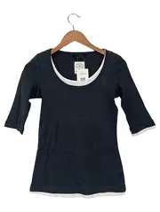 Vorschaubild 1 von Damen T-Shirt Schwarz 3/4 Arm Gr. 36/S Casual Uni