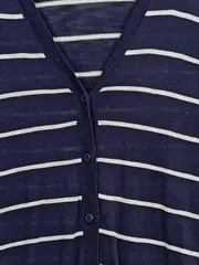 Vorschaubild 3 von EDC Damen Strickjacke gestreift Blau Gr. 36/S Baumwolle Casual