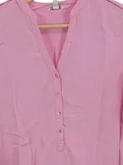 Vorschaubild 3 von Hemdbluse Damen Langarm Viskose Uni Pink Gr. 32 XXS Freizeit