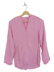 Vorschaubild 1 von Hemdbluse Damen Langarm Viskose Uni Pink Gr. 32 XXS Freizeit