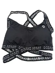 Vorschaubild 1 von OCEANS APART Damen Sport BH XS Schwarz Uni Logo-Print Fitness Top