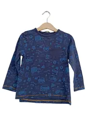 Vorschaubild 1 von Jungen Langarmshirt Gr. 104/110 Blau Bagger Baufahrzeuge