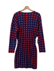 Vorschaubild 2 von Blusenkleid Damen 36/S Blau Rot Punkte Vintage Streetwear