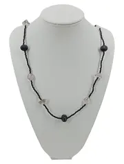 Vorschaubild 1 von Halskette Damen Schwarz Elegant Perlen Metall 90cm Kette Modeschmuck