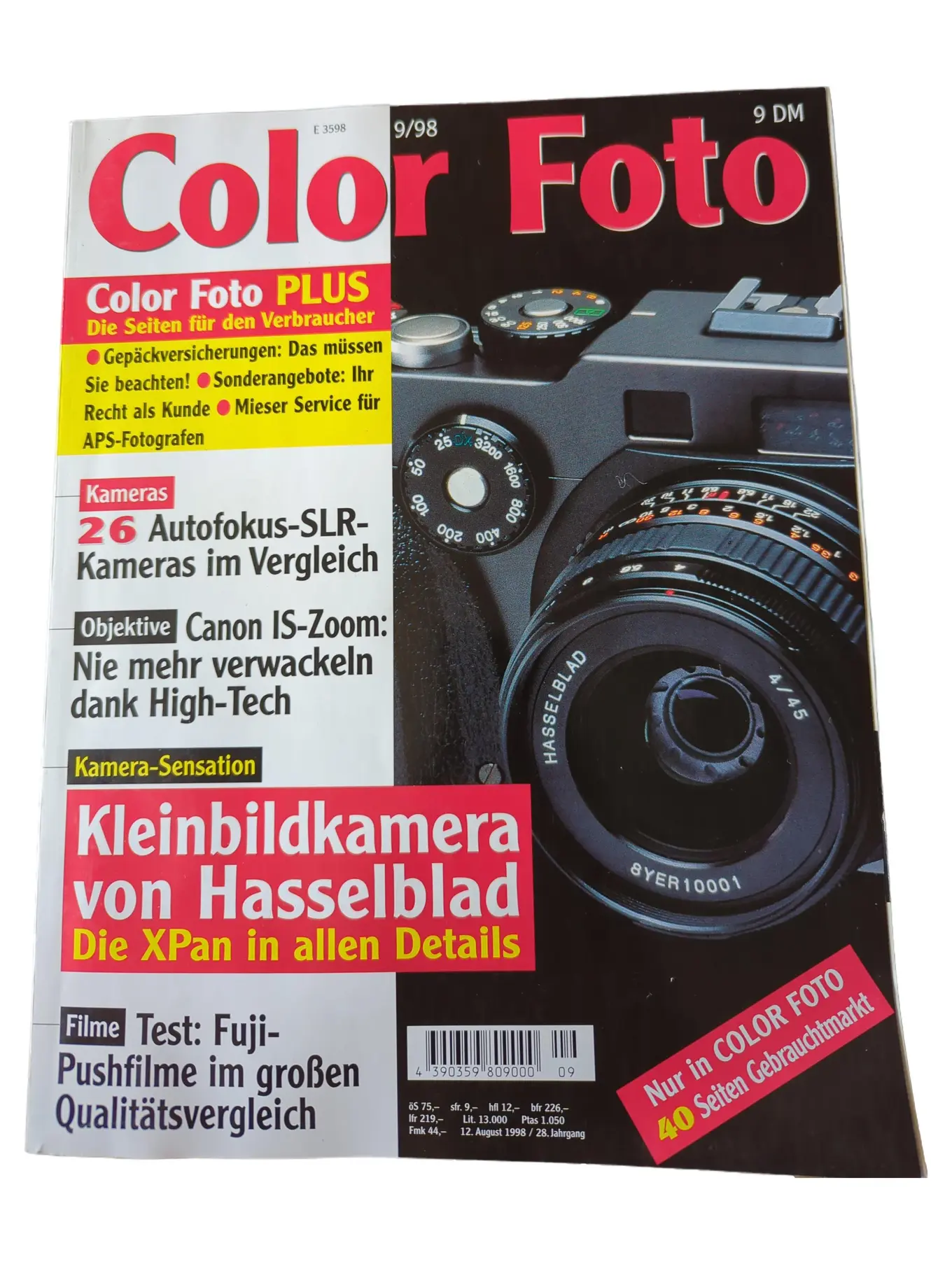 COLOR FOTO 9/98 Magazin Hasselblad XPan 26 AF SLR Test Canon IS Zoom Fuji Film