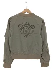 Vorschaubild 2 von Damen Leichte Jacke Bomberjacke Gr. 34;XS Oliv Nieten Bohemian