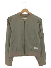 Vorschaubild 1 von Damen Leichte Jacke Bomberjacke Gr. 34;XS Oliv Nieten Bohemian