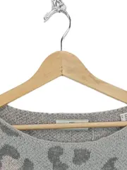 Vorschaubild 3 von Damen Pullover Leo Muster Grau Gr. 38/M Strick Animal-Print
