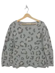 Vorschaubild 1 von Damen Pullover Leo Muster Grau Gr. 38/M Strick Animal-Print