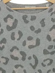 Vorschaubild 2 von Damen Pullover Leo Muster Grau Gr. 38/M Strick Animal-Print