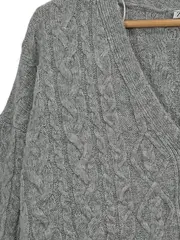 Vorschaubild 4 von Damen Strickjacke Grau Zopfstrick Gr. 38/M Casual