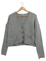 Vorschaubild 1 von Damen Strickjacke Grau Zopfstrick Gr. 38/M Casual