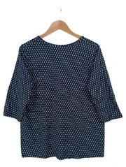 Vorschaubild 2 von Damen Langarmshirt Gr. 48 Blau Gepunktet Baumwolle