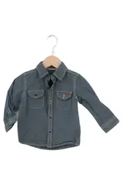 Vorschaubild 1 von Kinder Freizeithemd Jungen Hemd Gr. 68 Grau Casual Baumwolle Langarm