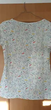 Vorschaubild 2 von Damen T-Shirt Gr. S Blättermuster Weiß Bunt Baumwolle