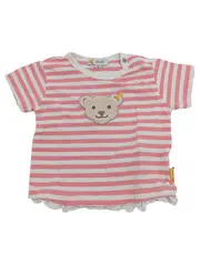 Vorschaubild 1 von Kinder T-Shirt Gr. 62 Rosa gestreift mit Teddy Applikation Baumwolle