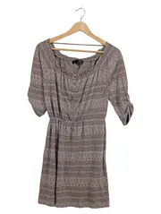 Vorschaubild 1 von Basics Damen Blusenkleid Tunika Bohemian Ethno Muster Gr. S Beige