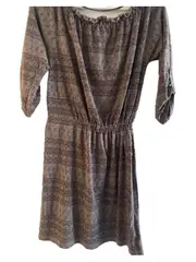 Vorschaubild 3 von Basics Damen Blusenkleid Tunika Bohemian Ethno Muster Gr. S Beige