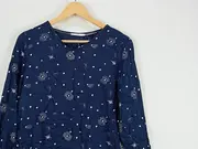 Vorschaubild 2 von EDC Damen Langarmshirt Blau Gr. 40/L Viskose Sterne Muster Casual