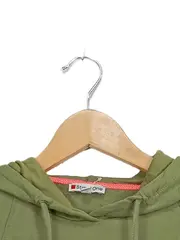 Vorschaubild 2 von Damen Kapuzenpullover Gr. 34/XS Oliv Kurzarm mit Aufdruck Casual