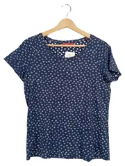 Vorschaubild 1 von EDC Damen T-Shirt Gr. 38 Blau mit Blumenmuster Casual Kurzarm Shirt