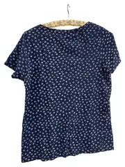 Vorschaubild 2 von EDC Damen T-Shirt Gr. 38 Blau mit Blumenmuster Casual Kurzarm Shirt