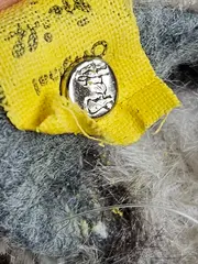 Vorschaubild 3 von Handpuppe Katze getigert Vintage beige mit Knopf im Ohr