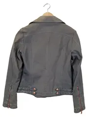 Vorschaubild 2 von Damen Lederjacke Bikerjacke Grau Gr. 36/S Modern Streetwear
