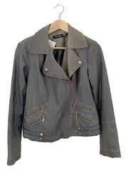Vorschaubild 1 von Damen Lederjacke Bikerjacke Grau Gr. 36/S Modern Streetwear