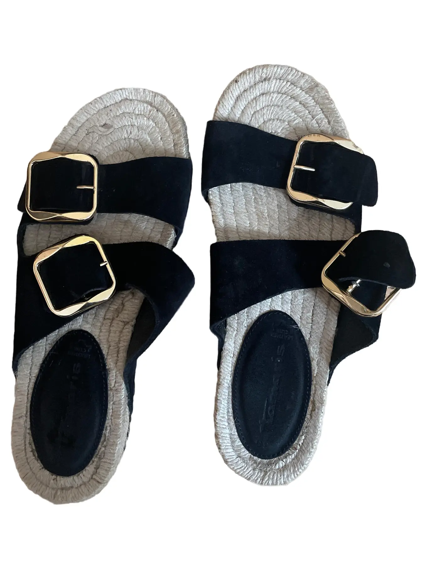 TAMARIS Damen Sandalen Espadrilles Schnalle Gr. 39 Schwarz Casual