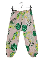 Vorschaubild 1 von Kinder Jogginghose Pink Gr. 116 mit Blattmuster Freizeithose