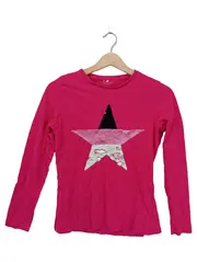 Vorschaubild 1 von Langarmshirt Mädchen Gr. 158-164 Pink Stern Pailletten Baumwolle