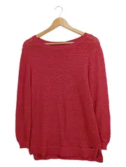 Vorschaubild 1 von EDC Damen Pullover Gr. 38/M Rot Casual Strukturmuster Langarm