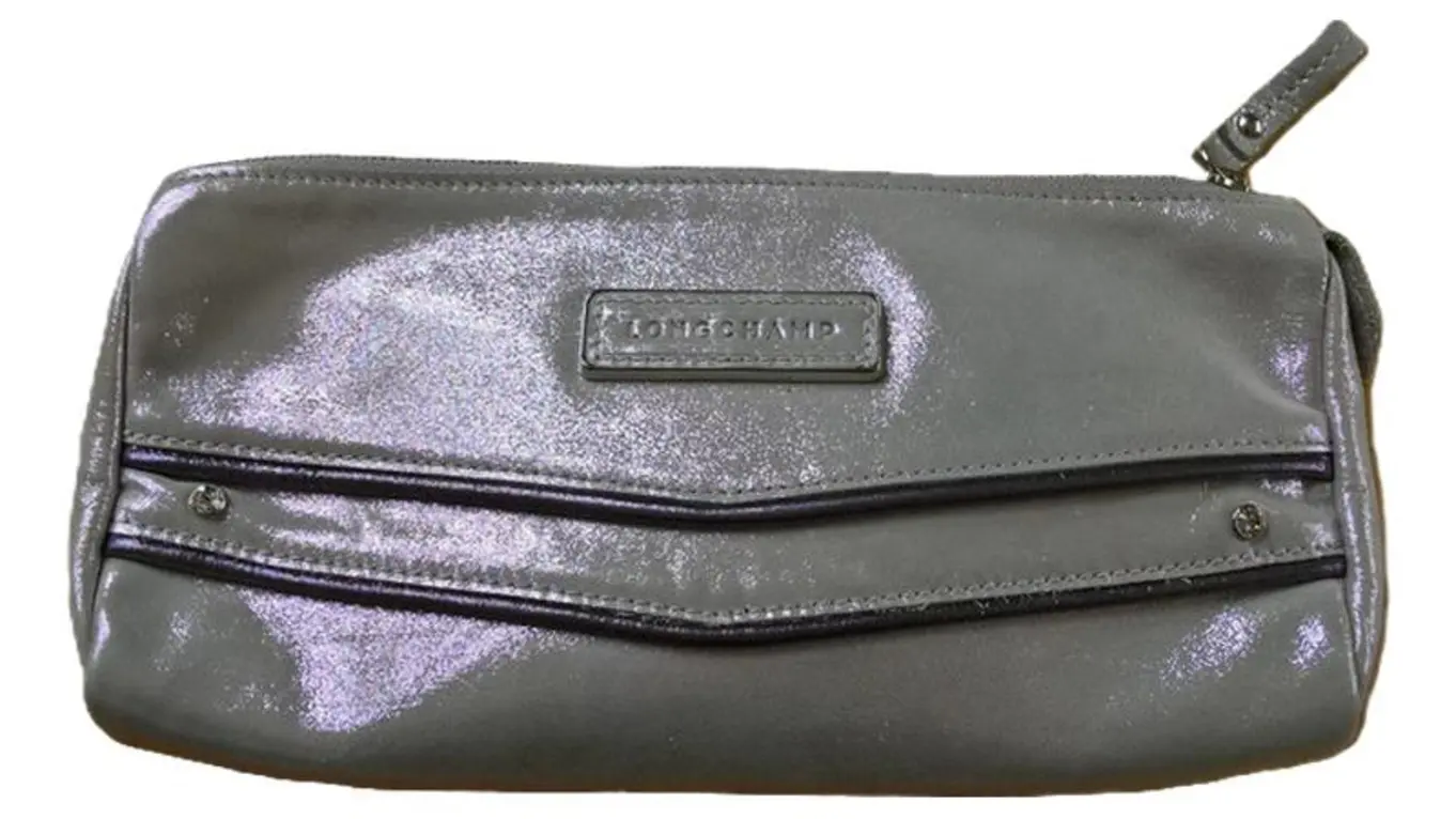 LONGCHAMP Damen Clutch Grau Textil Tasche 27x15cm