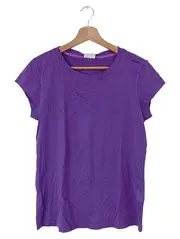 Vorschaubild 1 von Damen T-Shirt Gr. 34/36 Lila Sportlich Logo-Print Baumwolle