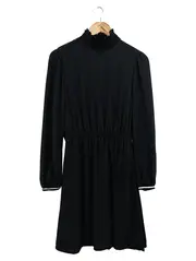 Vorschaubild 1 von QS S.OLIVER Damen Blusenkleid Gr. 36/S Schwarz Elegant Hoher Kragen