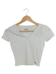 Vorschaubild 1 von Damen V-Ausschnitt T-Shirt Gr. 34/XS Weiß Casual