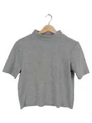 Vorschaubild 1 von Damen Rollkragenpullover Kurzarm Gr. 38 Grau Rippstrick