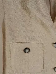Vorschaubild 3 von Damen Blazer Tweed Jacke Beige Gr. M 38 Baumwolle Leinen