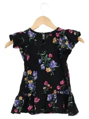 Vorschaubild 2 von Sommerkleid Kinder Gr. 92 Schwarz Blumenmuster Rüschen Casual