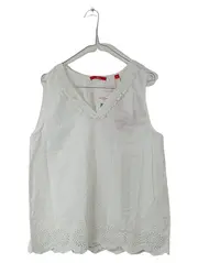 Vorschaubild 1 von Damen Top Gr. 40 Weiß Baumwolle Lochstickerei Spitze