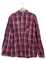 Vorschaubild 1 von Herren Freizeithemd Kariert Rot Langarm Gr. 54 XL 100% Baumwolle