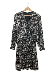 Vorschaubild 1 von Blusenkleid Damen 36/S Schwarz Abstraktes Muster Wickelkleid Viskose