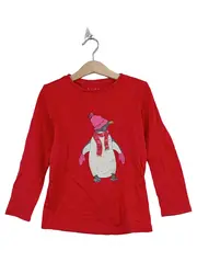 Vorschaubild 1 von Kinder Langarmshirt Pinguin Motiv Rot Gr. 110/116 Baumwolle